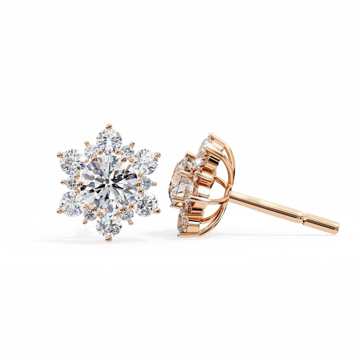1.5 Carat Minimal Round Trio Stud Earrings in Moissanite | House of Estara