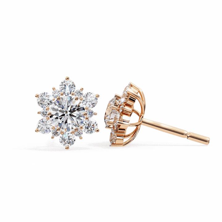 1.5 Carat Minimal Round Trio Stud Earrings in Moissanite | House of Estara