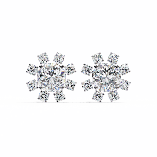 1.25 Carat Modern Round Duo Stud Earrings in Moissanite | House of Estara