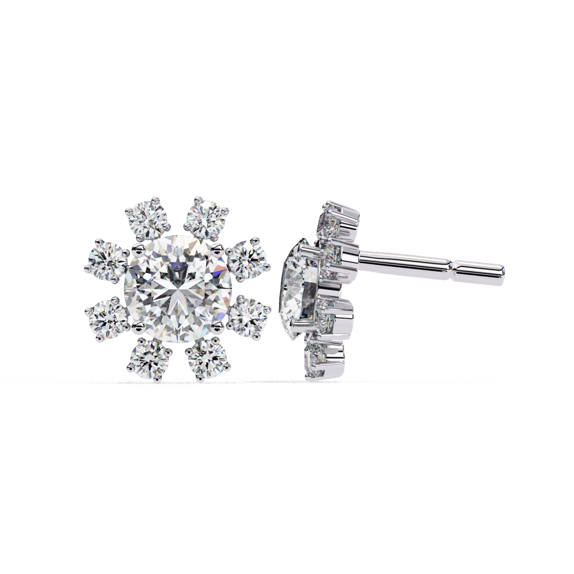 1.25 Carat Modern Round Duo Stud Earrings in Moissanite | House of Estara