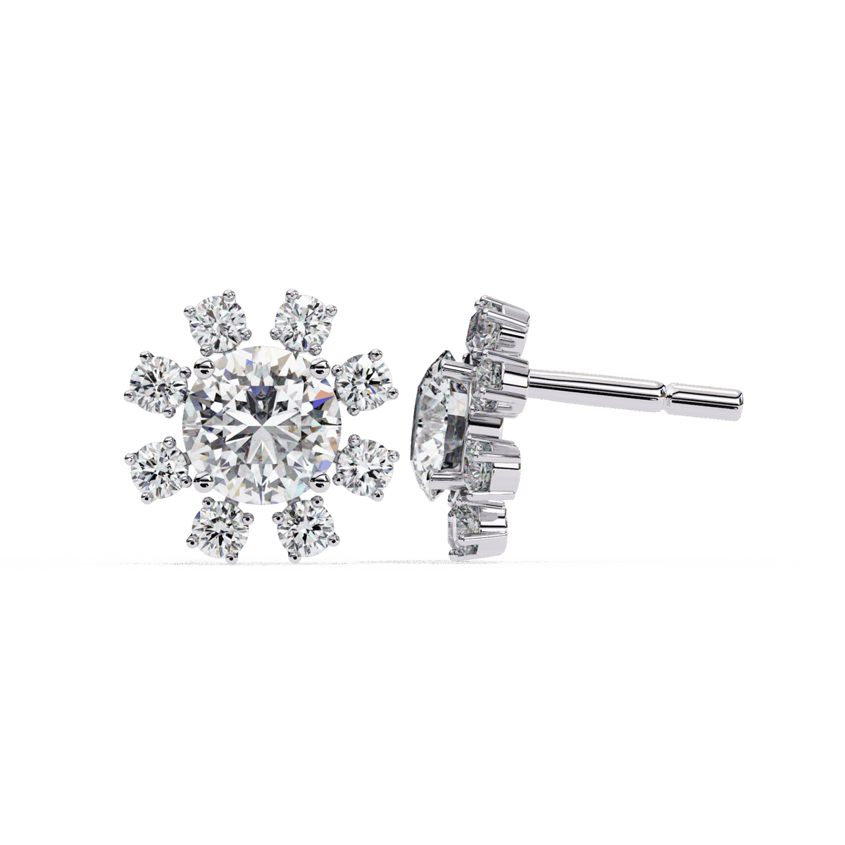 1.25 Carat Modern Round Duo Stud Earrings in Moissanite | House of Estara