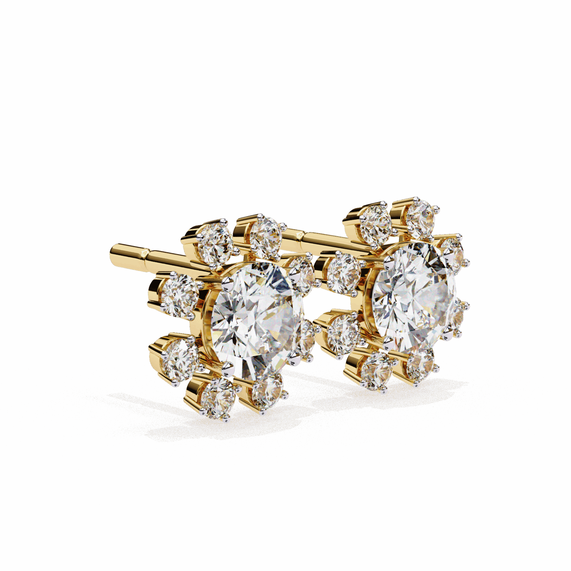 1.25 Carat Modern Round Duo Stud Earrings in Moissanite | House of Estara