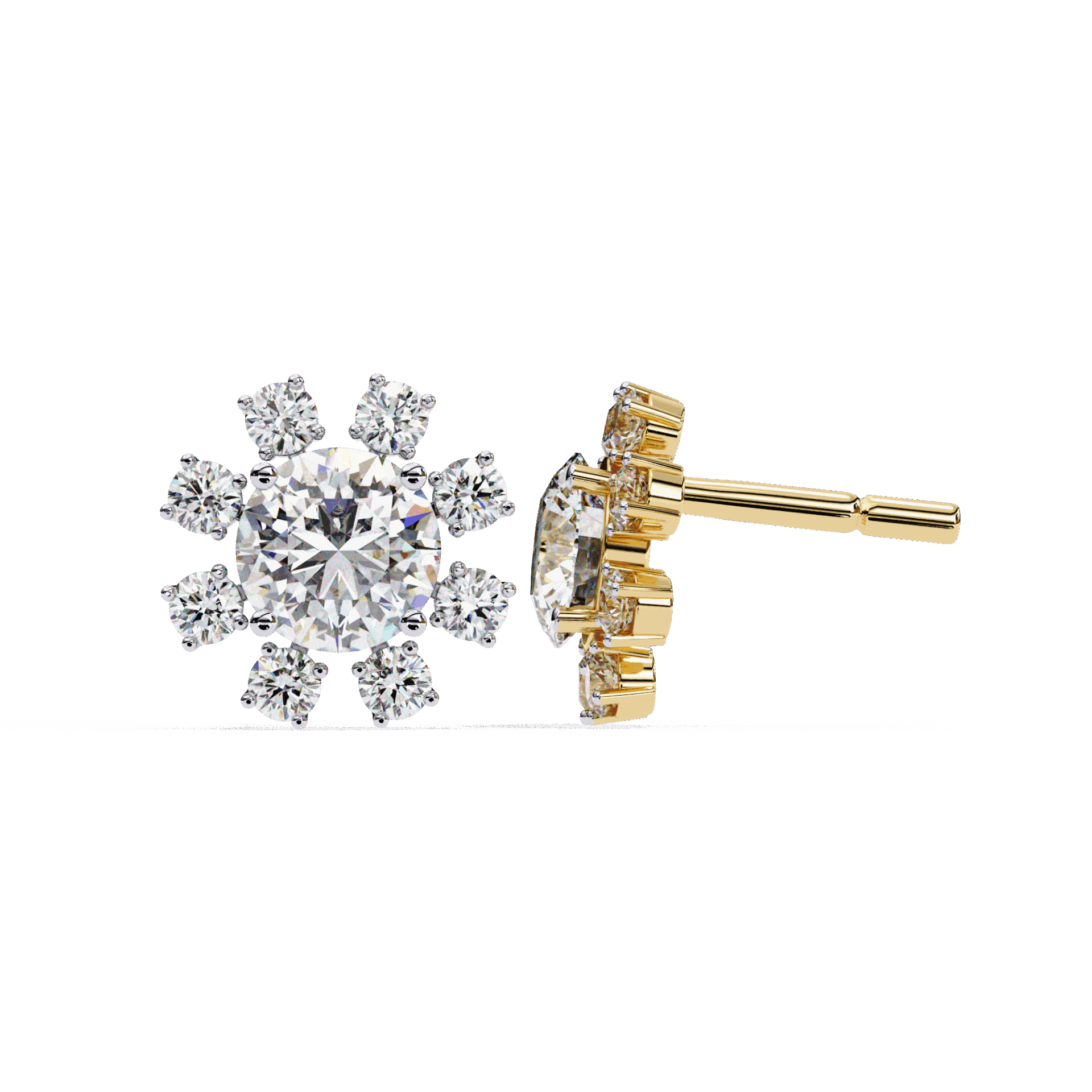 1.25 Carat Modern Round Duo Stud Earrings in Moissanite | House of Estara