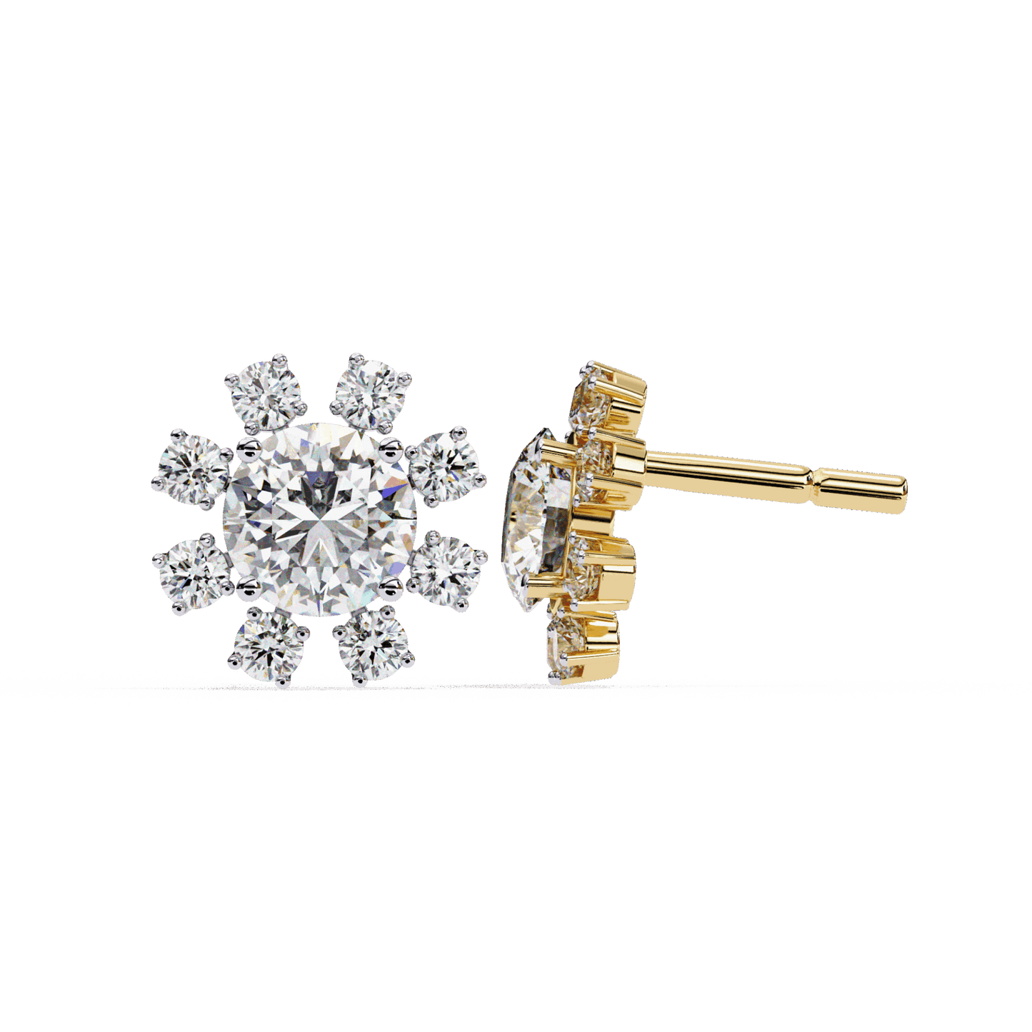 1.25 Carat Modern Round Duo Stud Earrings in Moissanite | House of Estara