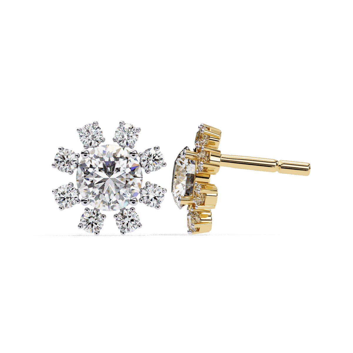 1.25 Carat Modern Round Duo Stud Earrings in Moissanite | House of Estara