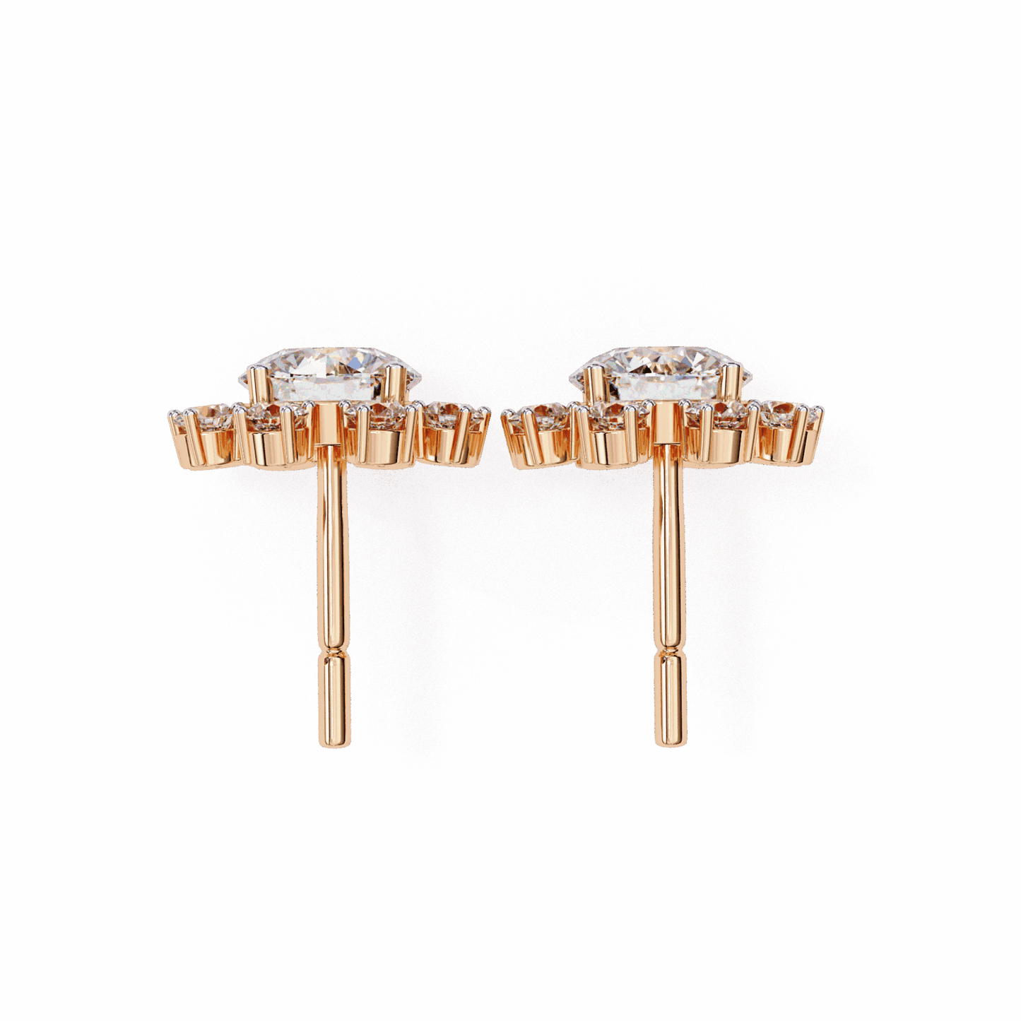 1.25 Carat Modern Round Duo Stud Earrings in Moissanite | House of Estara