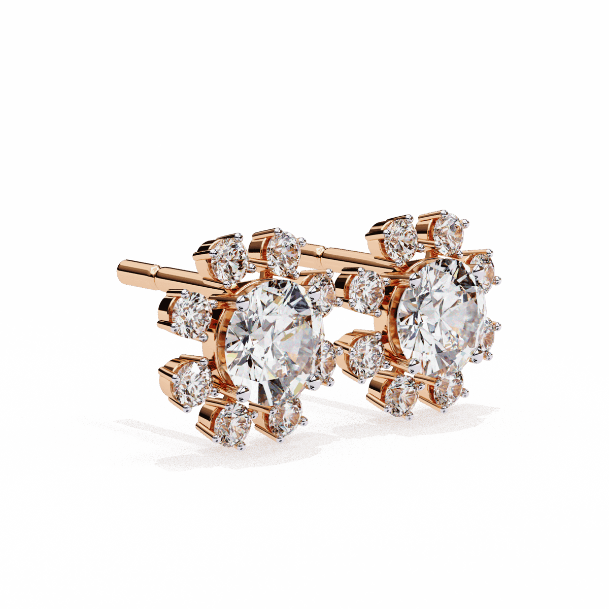 1.25 Carat Modern Round Duo Stud Earrings in Moissanite | House of Estara
