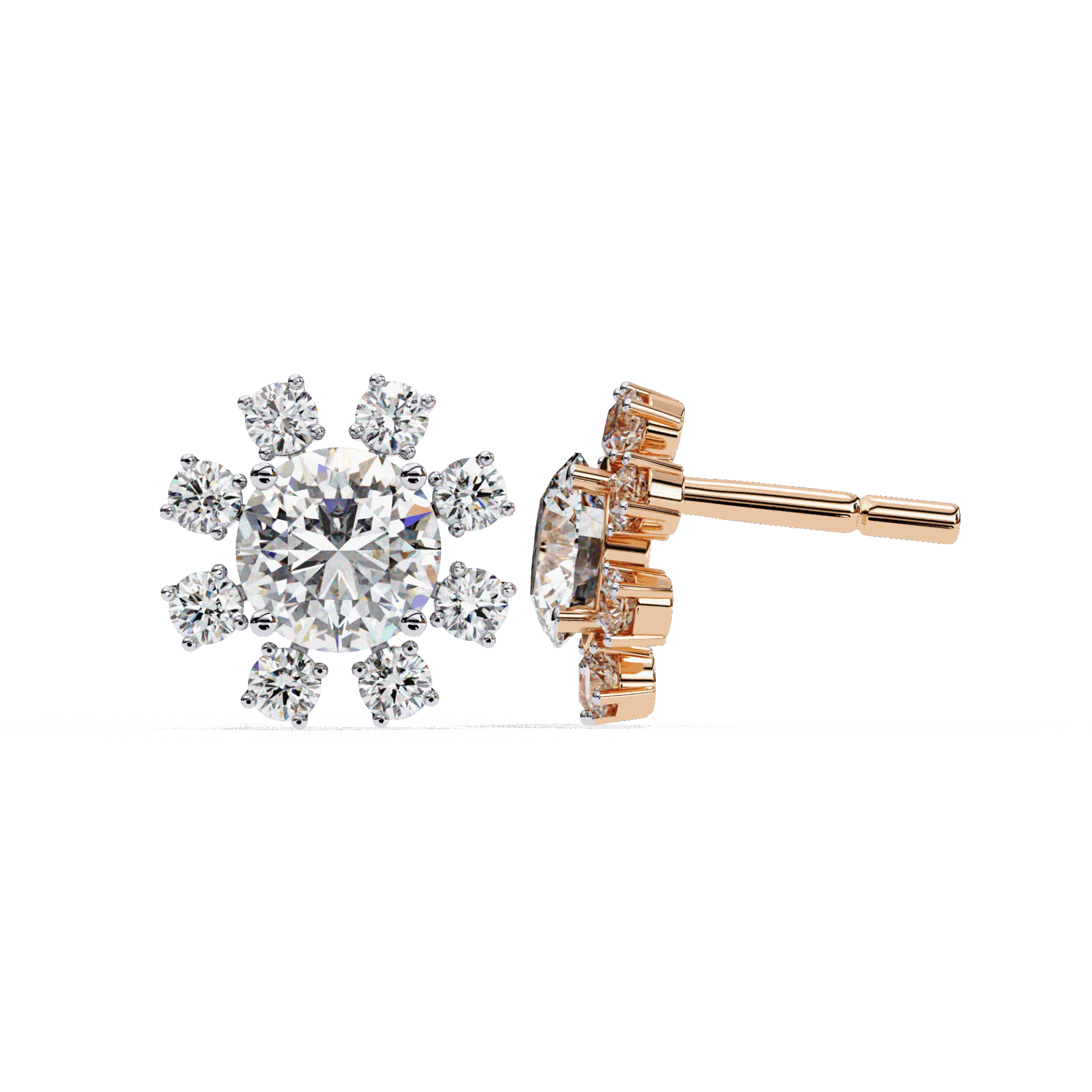 1.25 Carat Modern Round Duo Stud Earrings in Moissanite | House of Estara