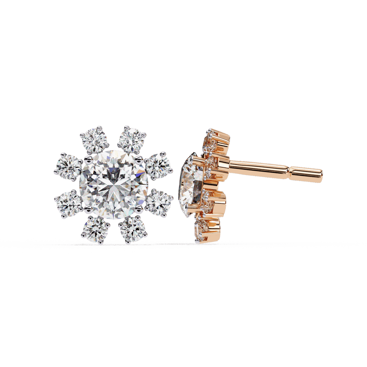 1.25 Carat Modern Round Duo Stud Earrings in Moissanite | House of Estara