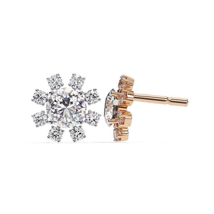 1.25 Carat Modern Round Duo Stud Earrings in Moissanite | House of Estara