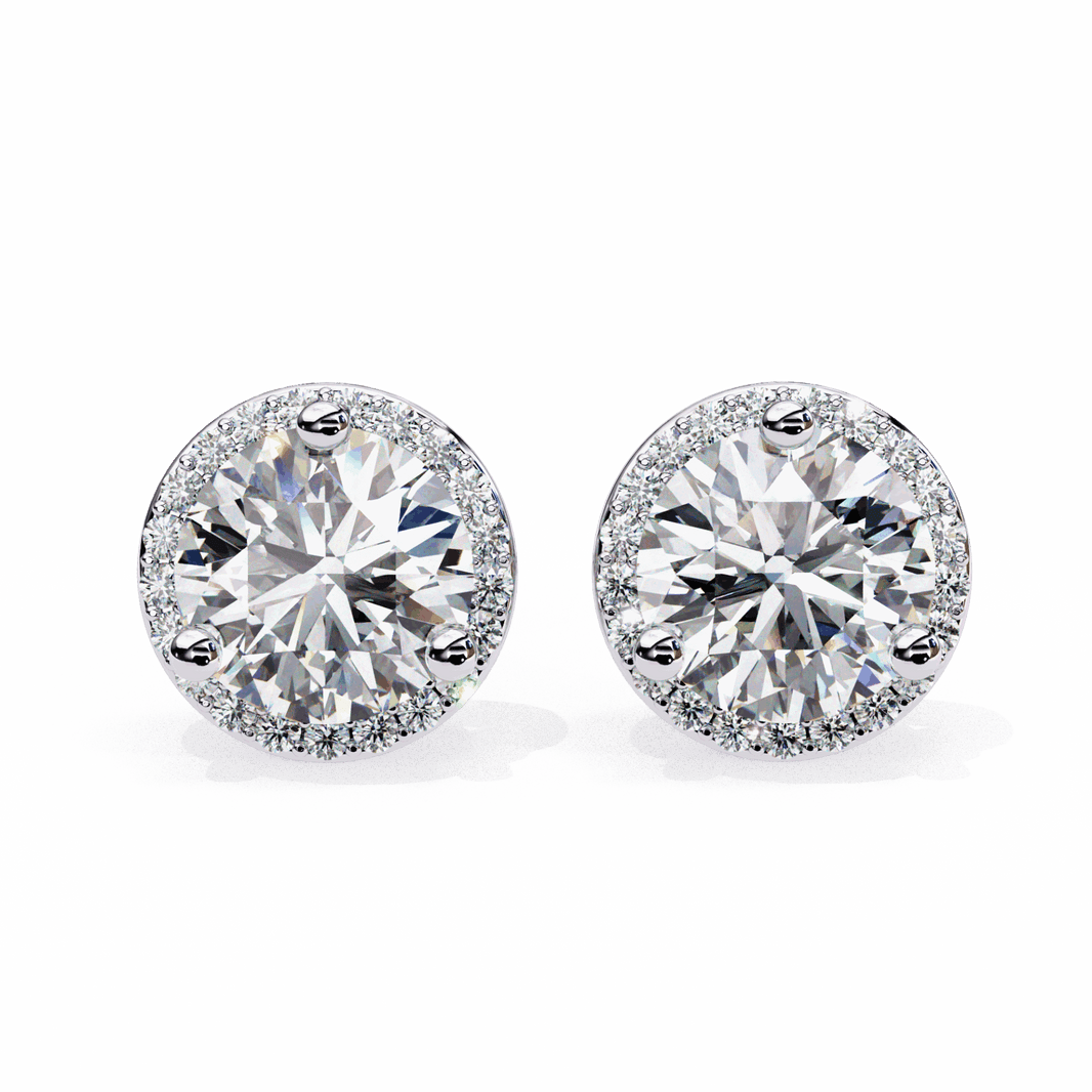 2 Carat Dual Round Stud Earrings in Moissanite | House of Estara