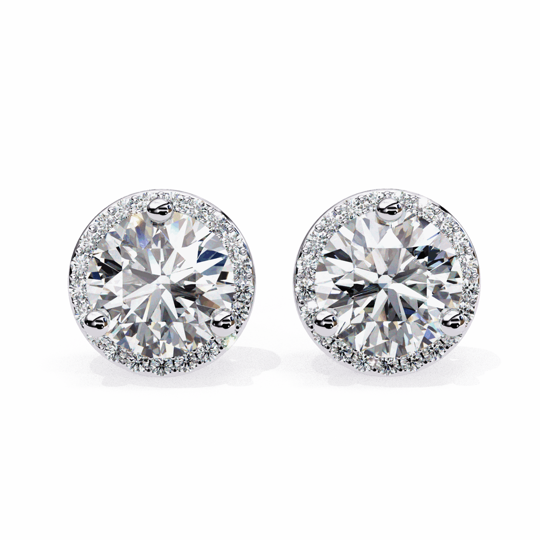 2 Carat Dual Round Stud Earrings in Moissanite | House of Estara