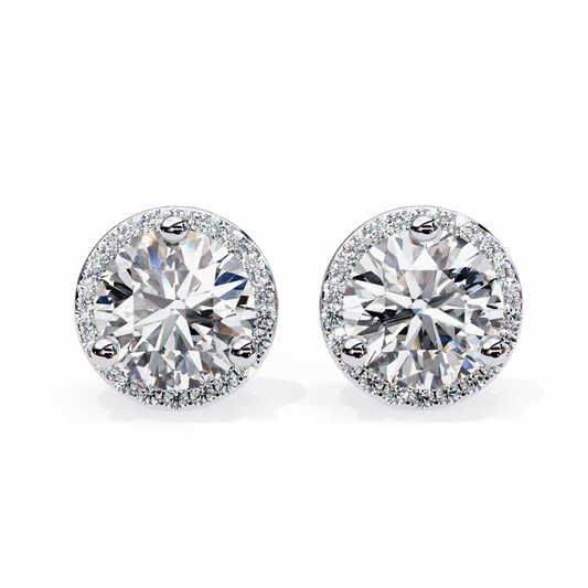 2 Carat Dual Round Stud Earrings in Moissanite | House of Estara