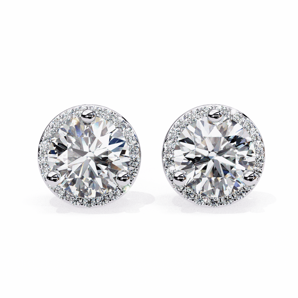 Round Micro Pavé Halo Stud Earrings