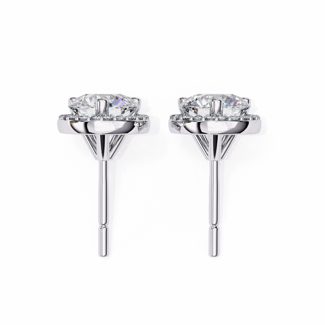 2 Carat Dual Round Stud Earrings in Moissanite | House of Estara