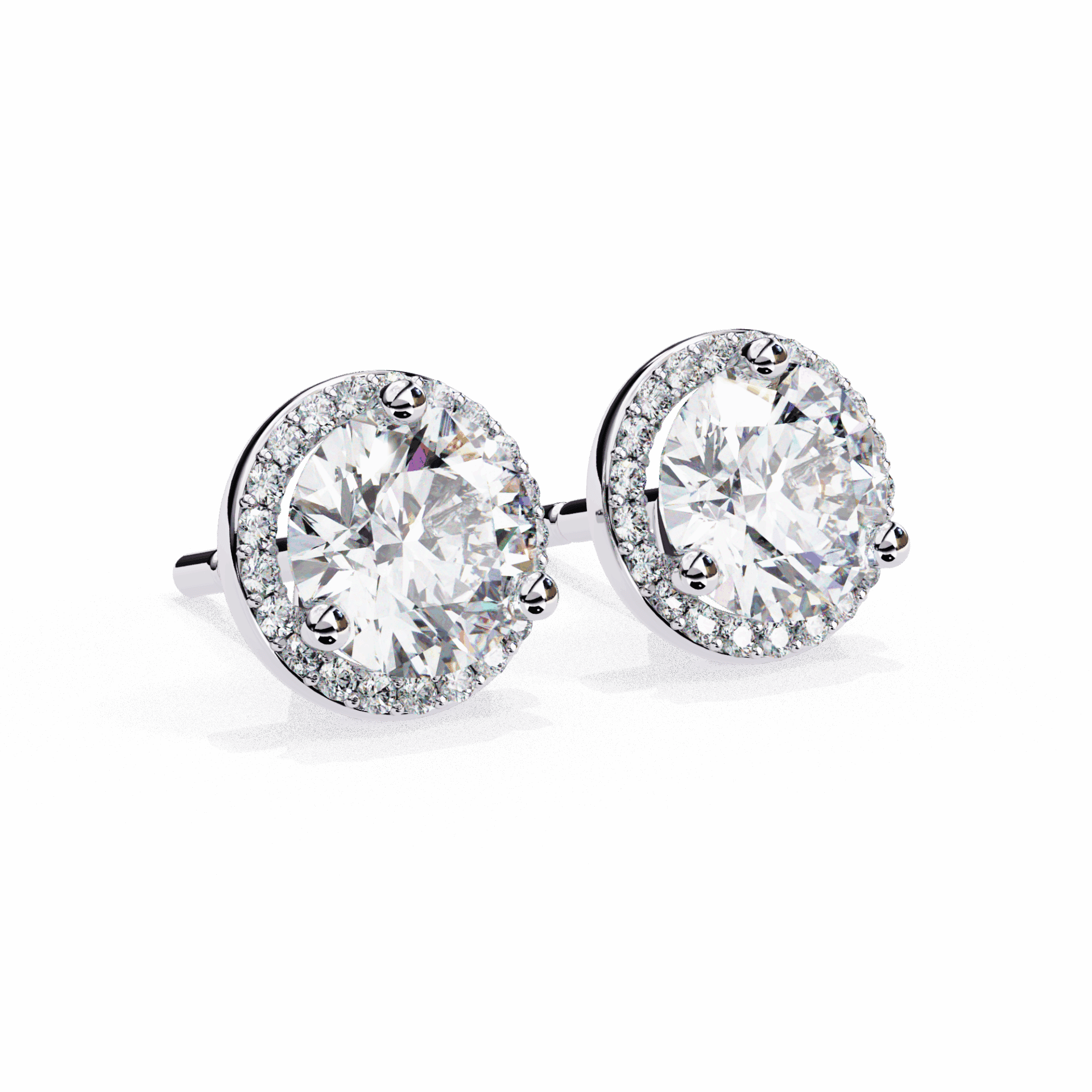 2 Carat Dual Round Stud Earrings in Moissanite | House of Estara