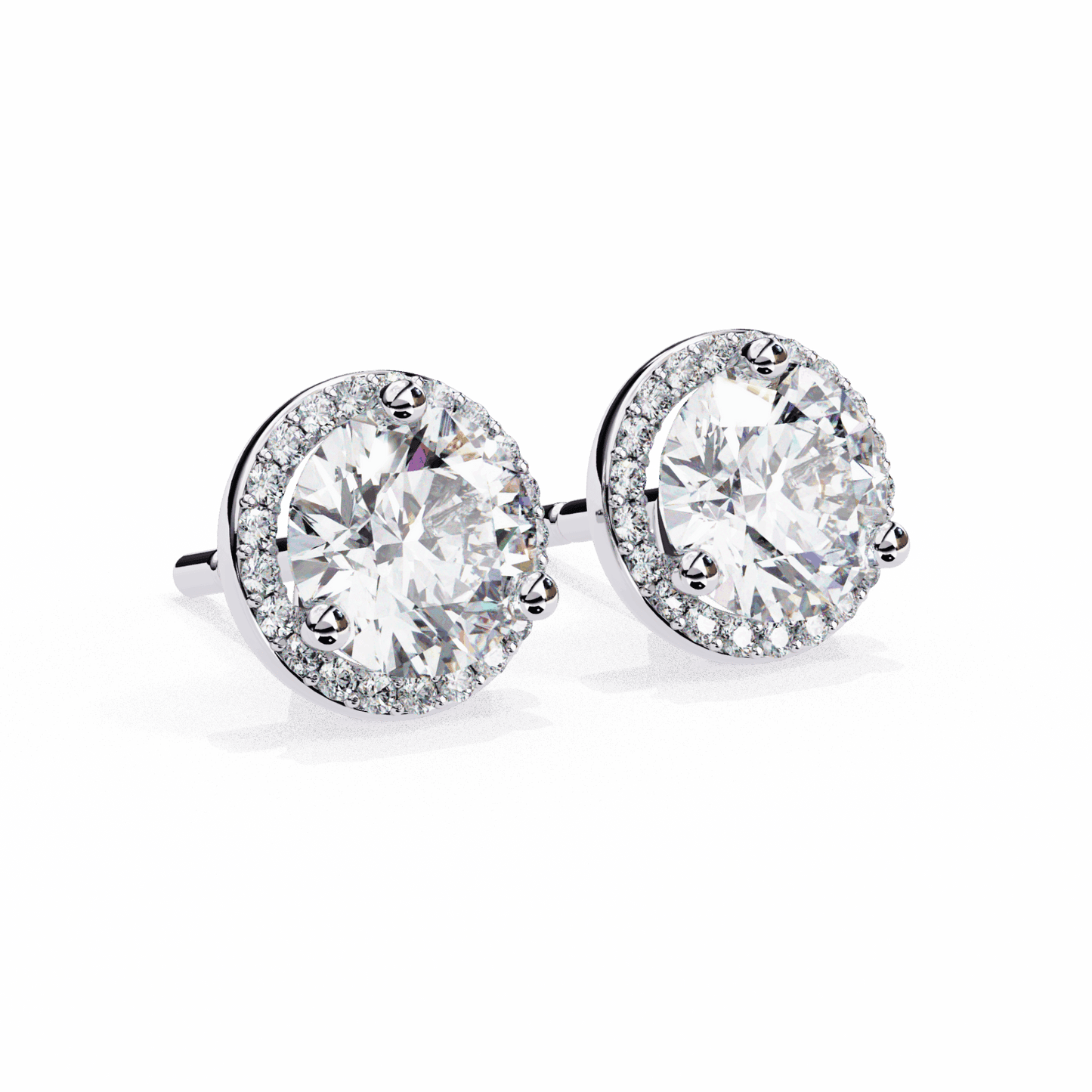 2 Carat Dual Round Stud Earrings in Moissanite | House of Estara