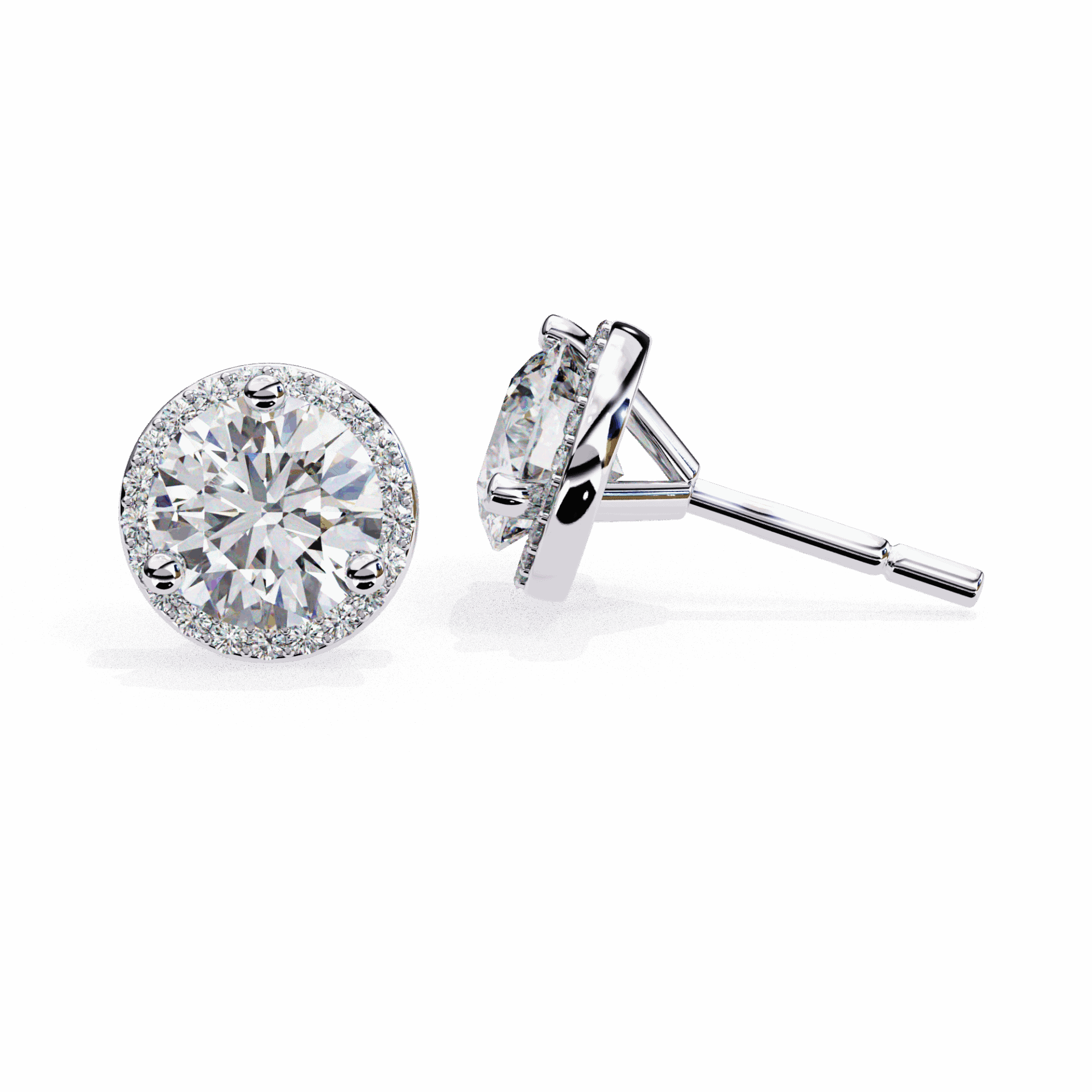 2 Carat Dual Round Stud Earrings in Moissanite | House of Estara