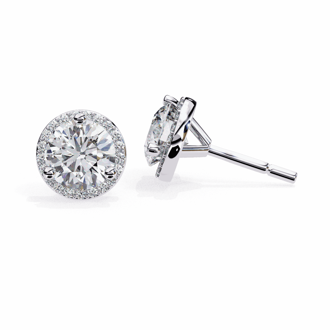 2 Carat Dual Round Stud Earrings in Moissanite | House of Estara
