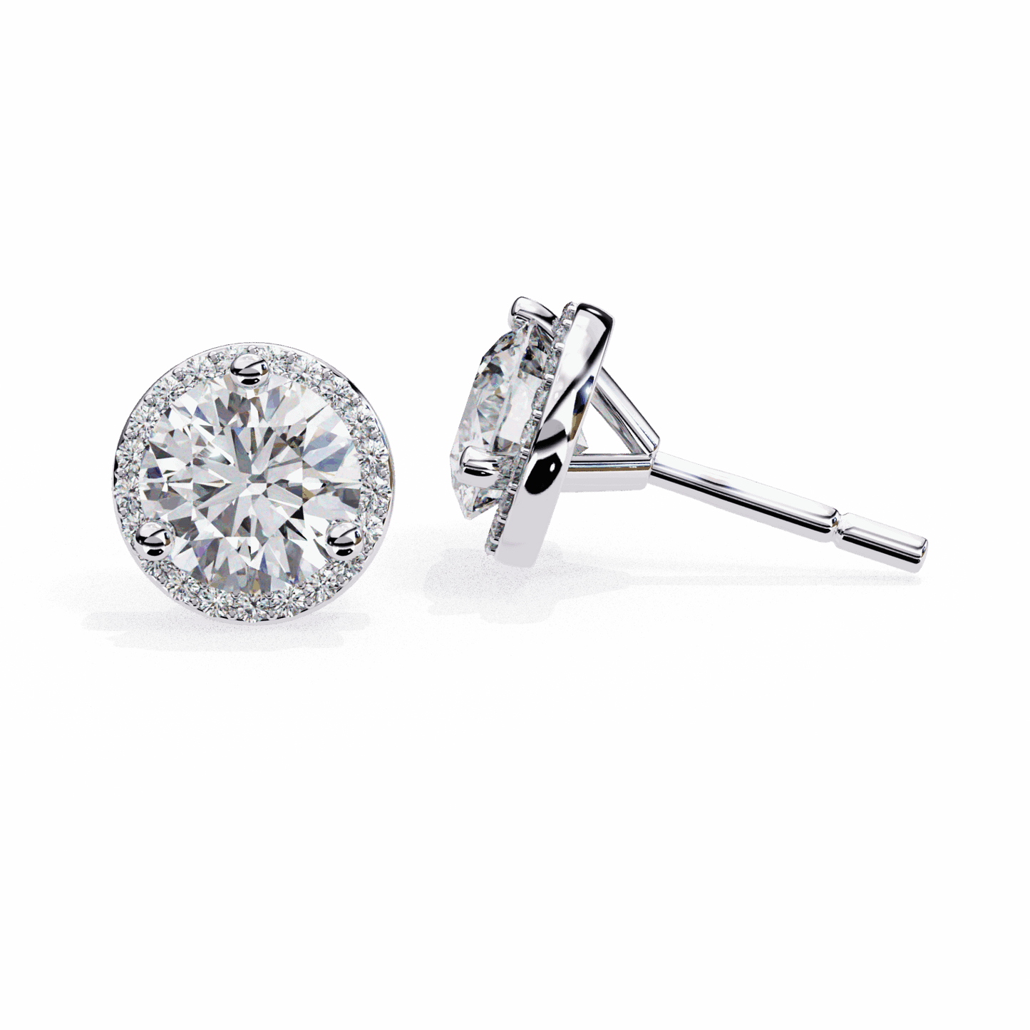 2 Carat Dual Round Stud Earrings in Moissanite | House of Estara