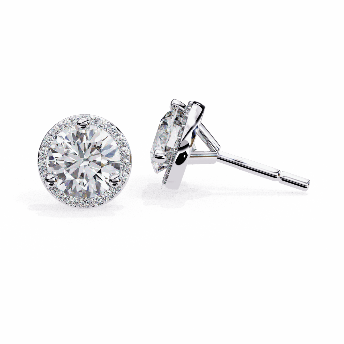 2 Carat Dual Round Stud Earrings in Moissanite | House of Estara