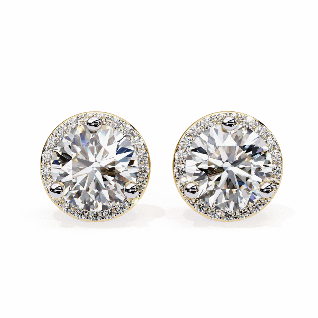 2 Carat Dual Round Stud Earrings in Moissanite | House of Estara