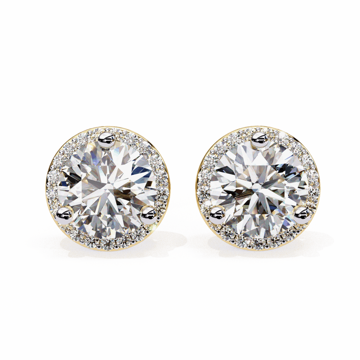 2 Carat Dual Round Stud Earrings in Moissanite | House of Estara