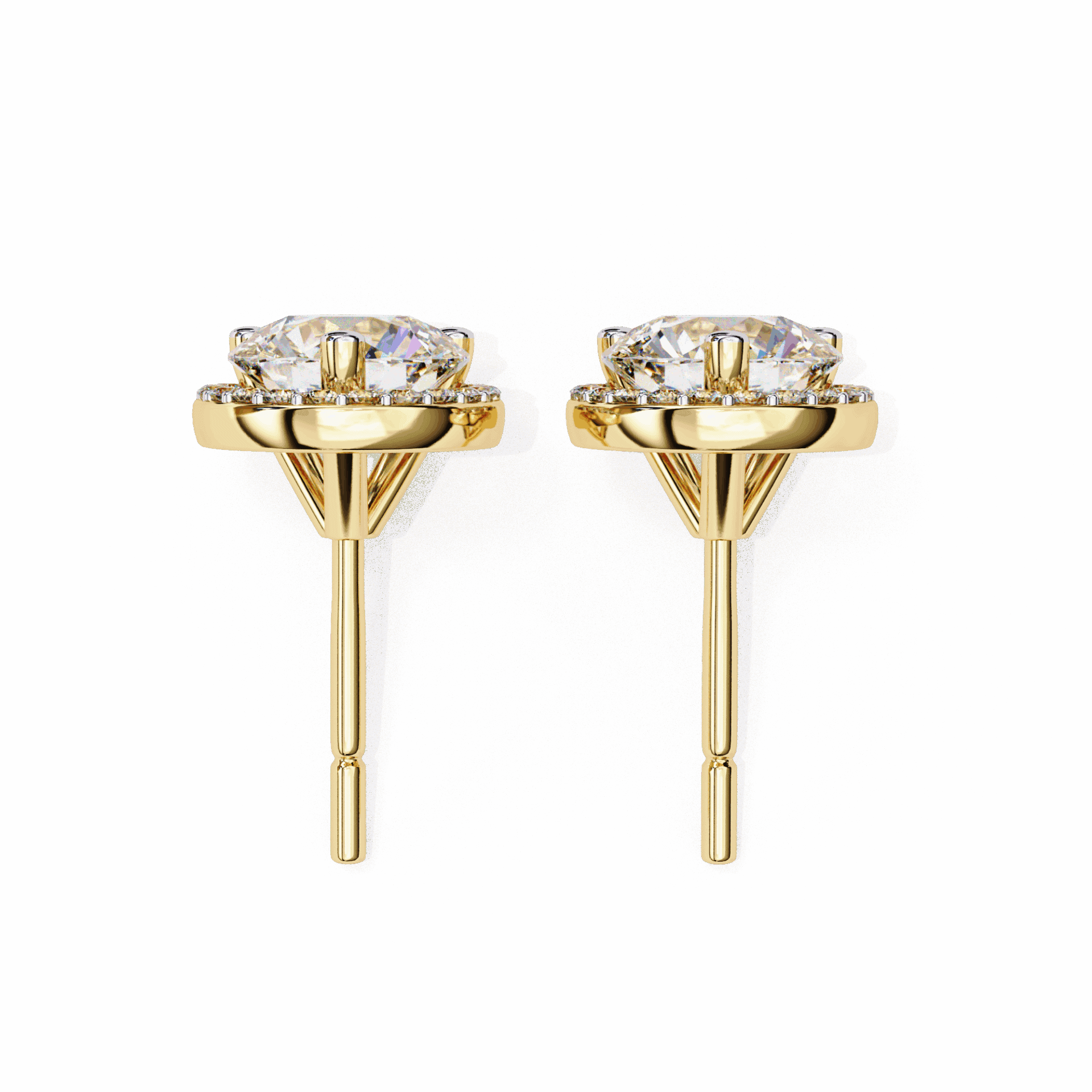2 Carat Dual Round Stud Earrings in Moissanite | House of Estara