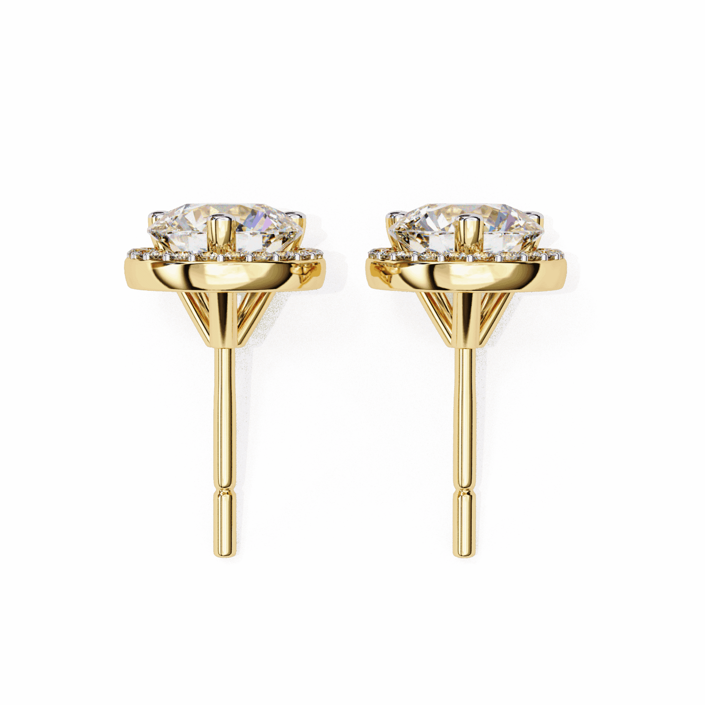 2 Carat Dual Round Stud Earrings in Moissanite | House of Estara