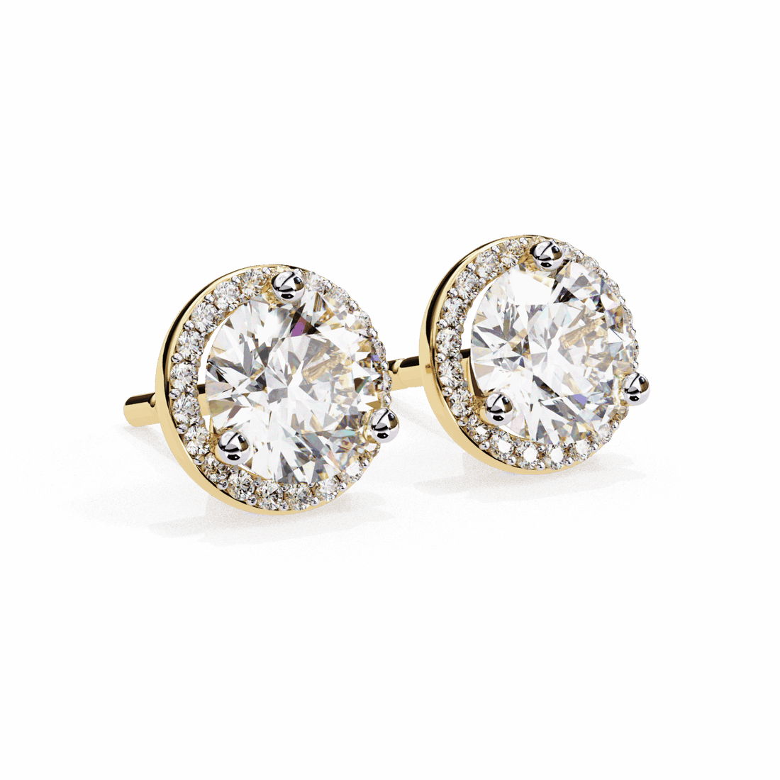 2 Carat Dual Round Stud Earrings in Moissanite | House of Estara