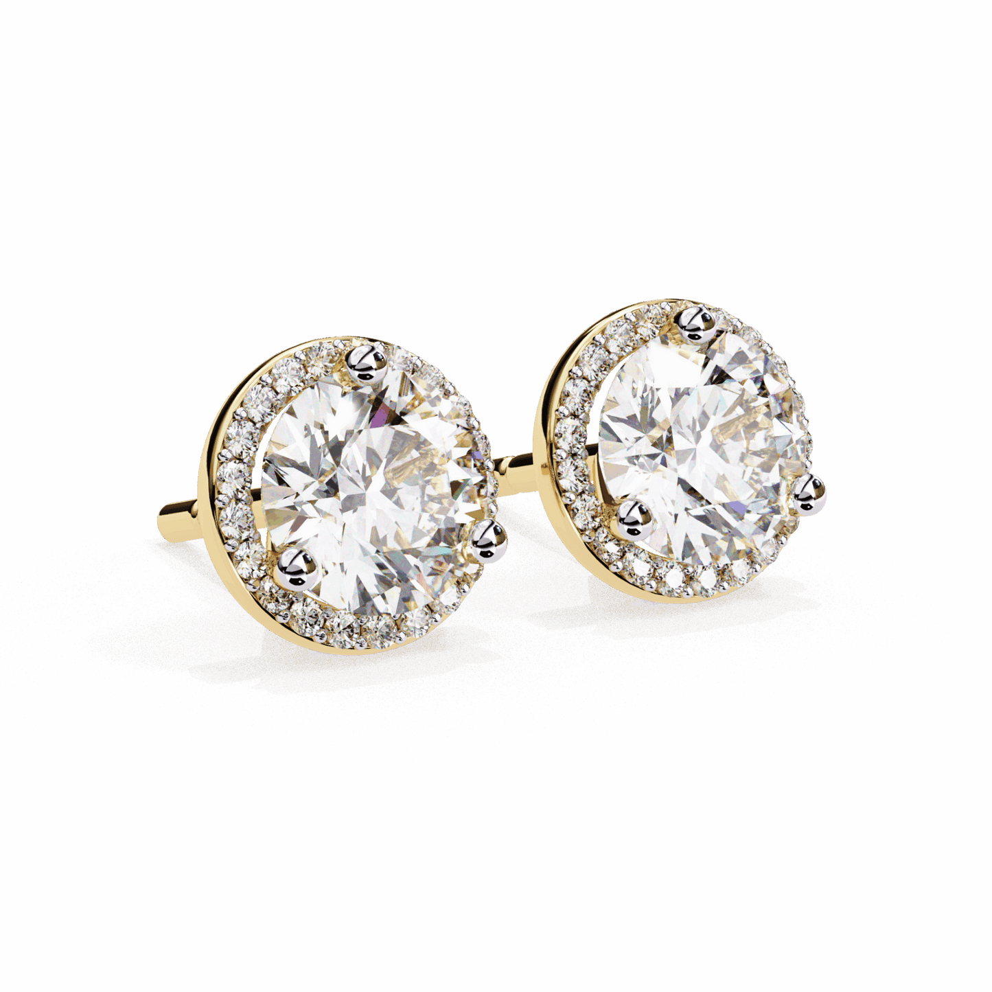 2 Carat Dual Round Stud Earrings in Moissanite | House of Estara