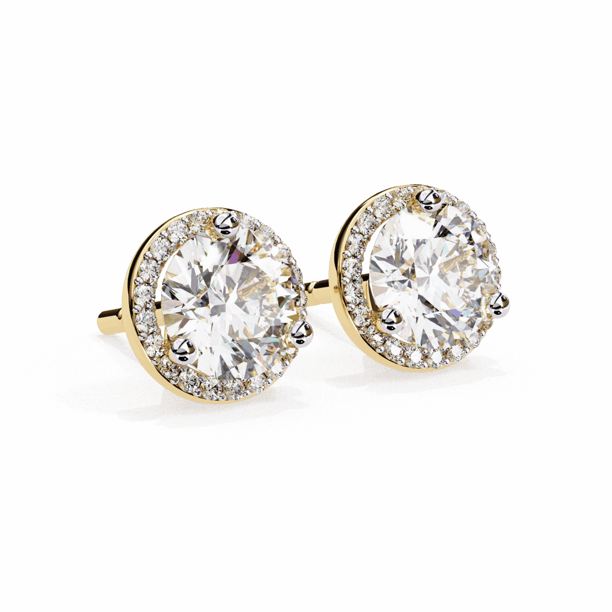 2 Carat Dual Round Stud Earrings in Moissanite | House of Estara