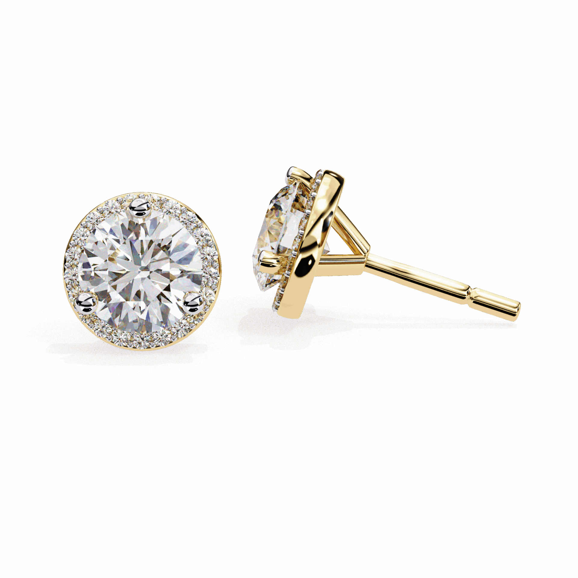 2 Carat Dual Round Stud Earrings in Moissanite | House of Estara