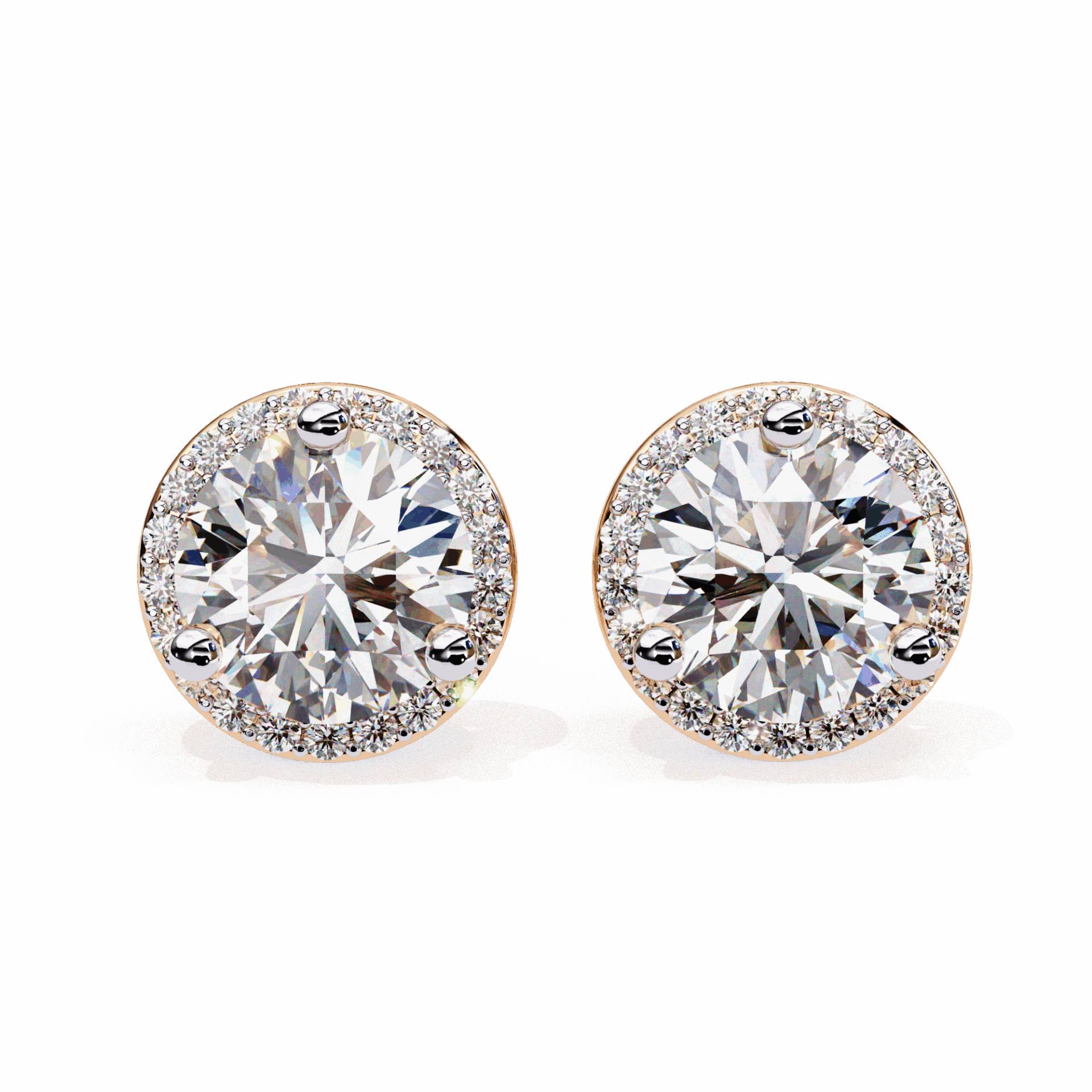 2 Carat Dual Round Stud Earrings in Moissanite | House of Estara