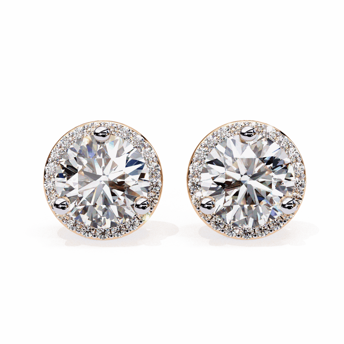 2 Carat Dual Round Stud Earrings in Moissanite | House of Estara