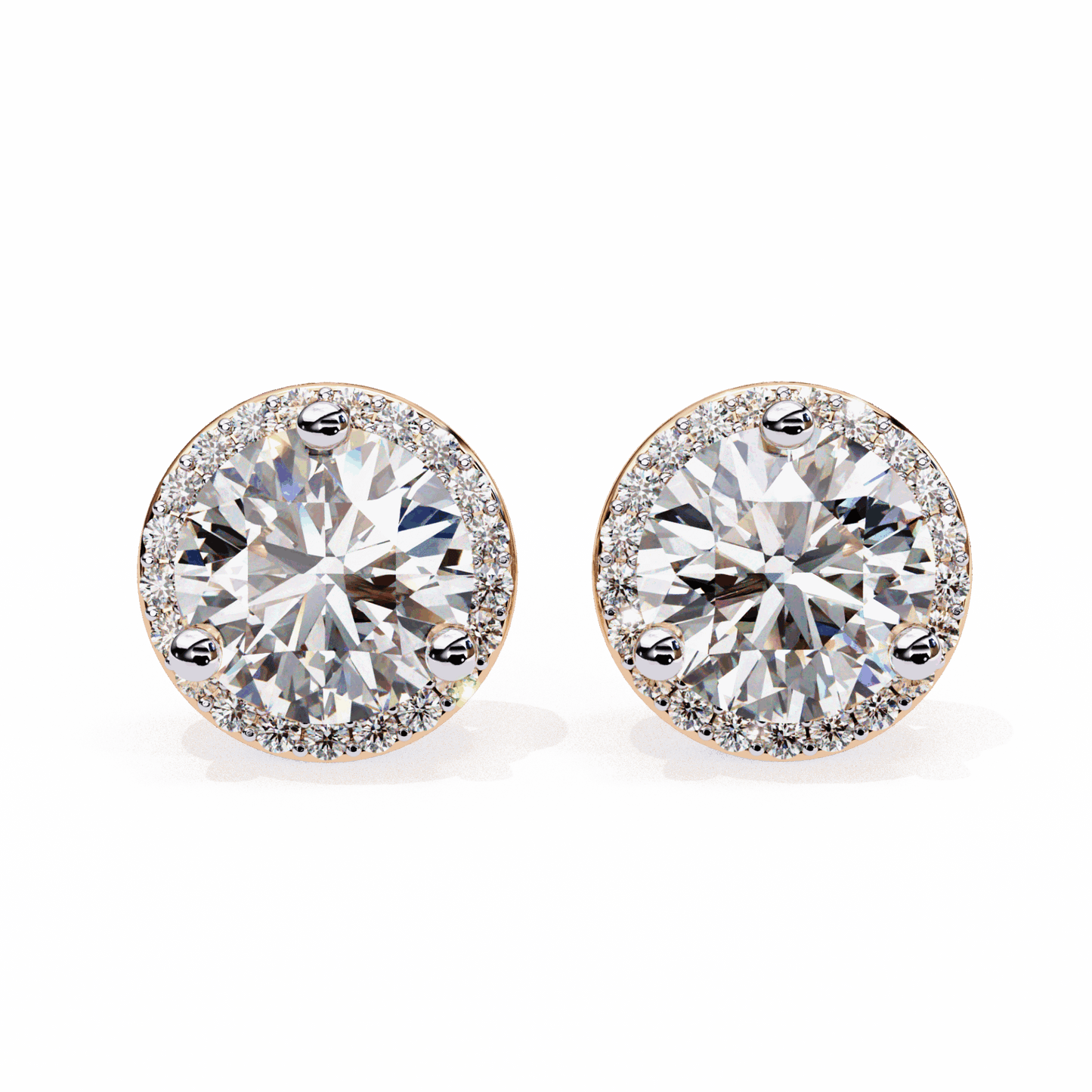 2 Carat Dual Round Stud Earrings in Moissanite | House of Estara
