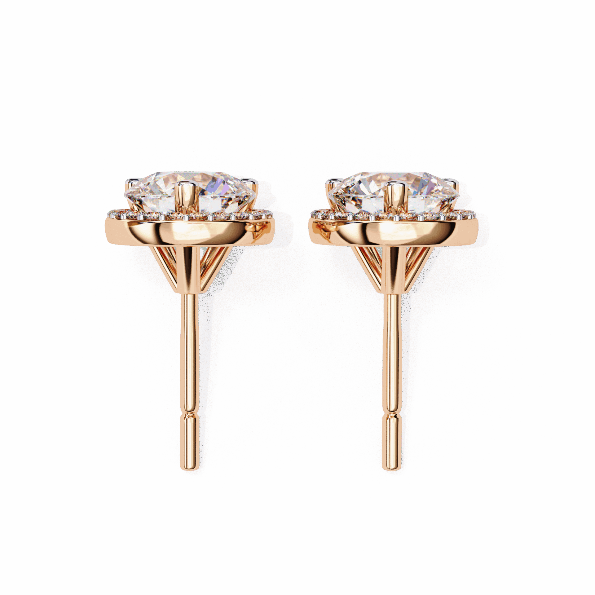 2 Carat Dual Round Stud Earrings in Moissanite | House of Estara