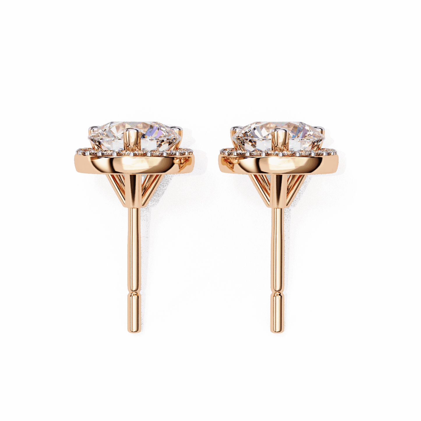 2 Carat Dual Round Stud Earrings in Moissanite | House of Estara