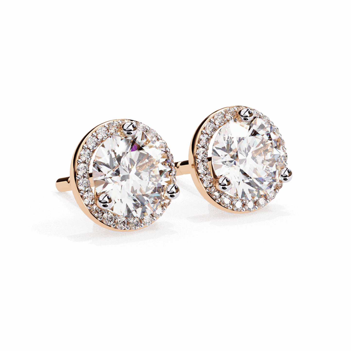 2 Carat Dual Round Stud Earrings in Moissanite | House of Estara