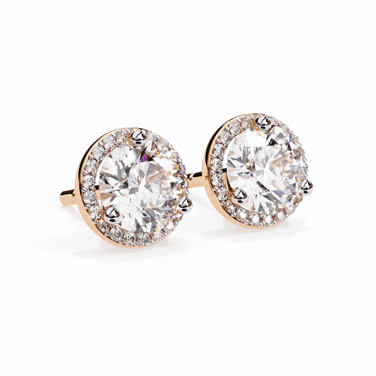 2 Carat Dual Round Stud Earrings in Moissanite | House of Estara