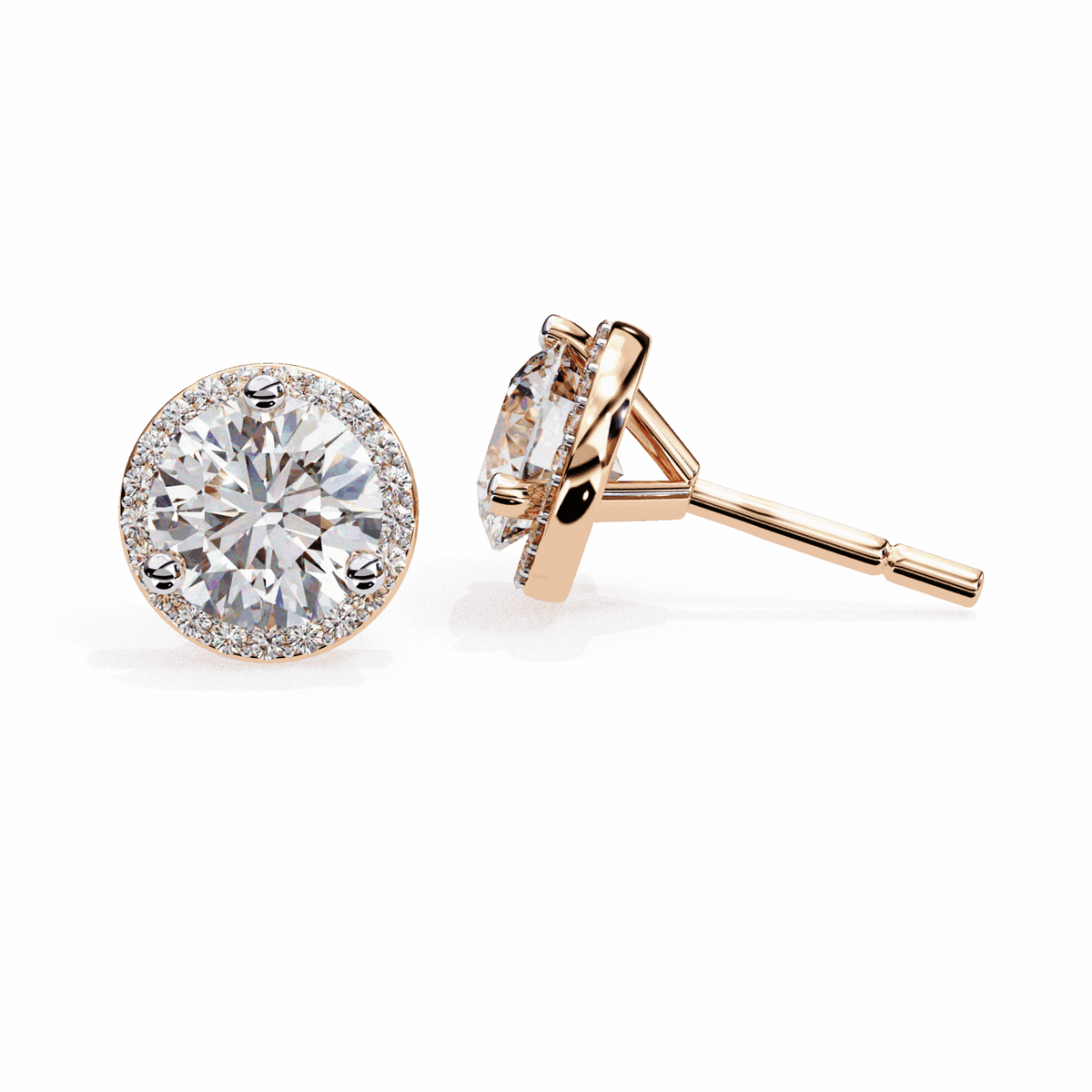 2 Carat Dual Round Stud Earrings in Moissanite | House of Estara