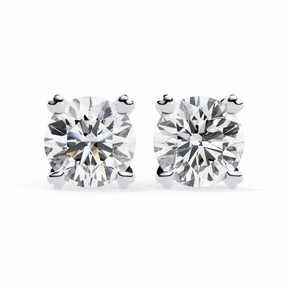 Modern Round Solitaire Stud Earrings