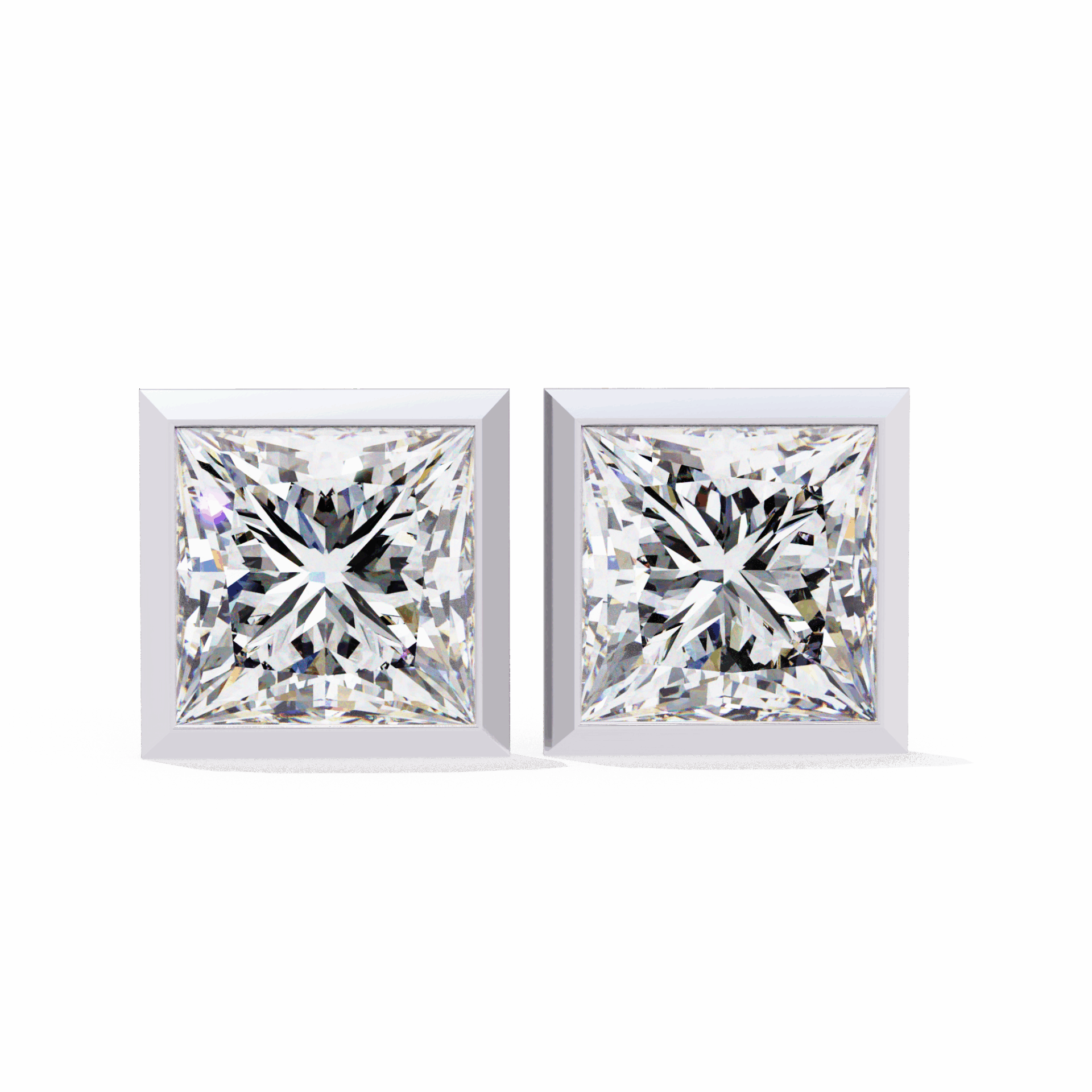 1.75 Carat Princess Solitaire Earrings in Moissanite | House of Estara