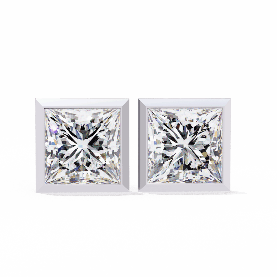1.75 Carat Princess Solitaire Earrings in Moissanite | House of Estara