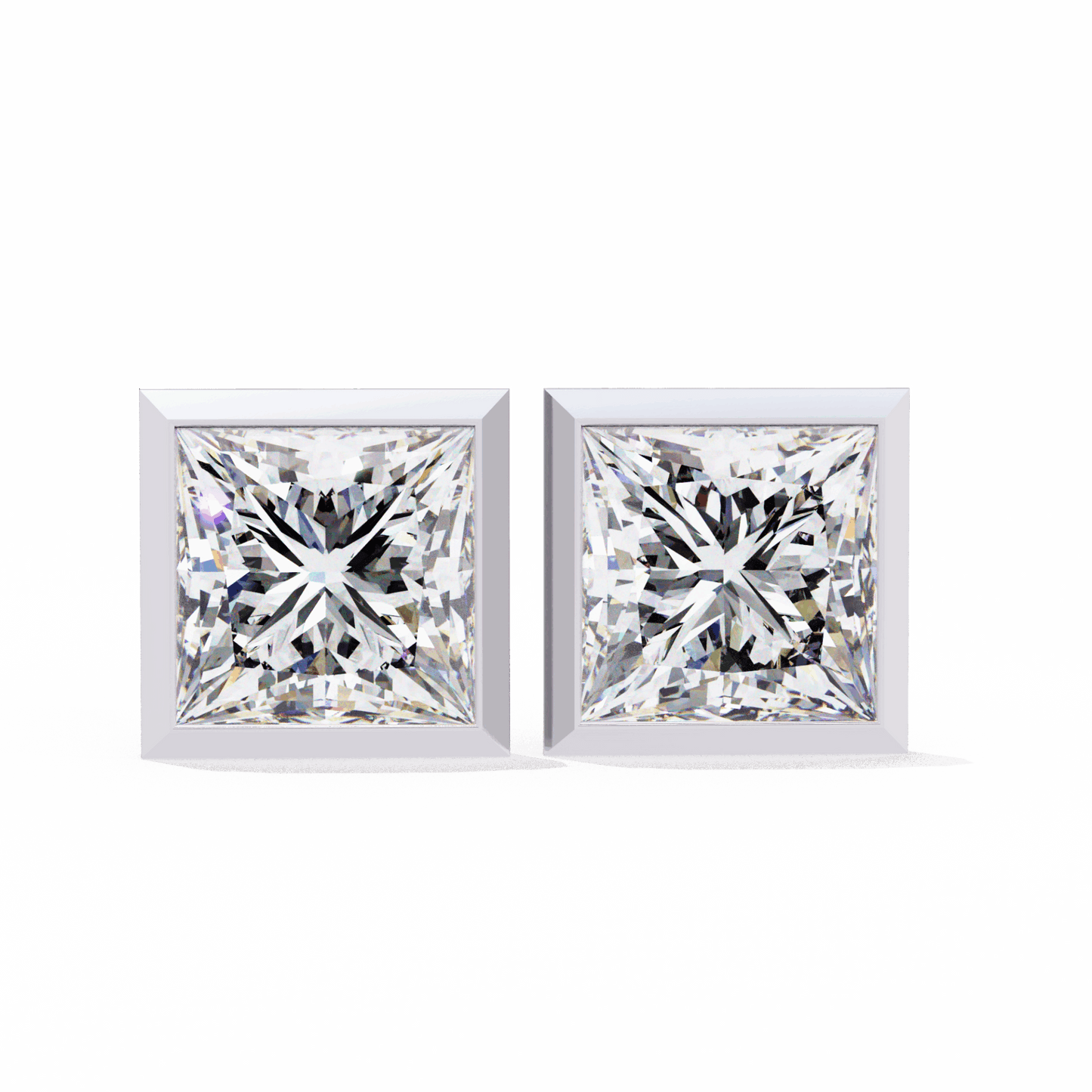 1.75 Carat Princess Solitaire Earrings in Moissanite | House of Estara