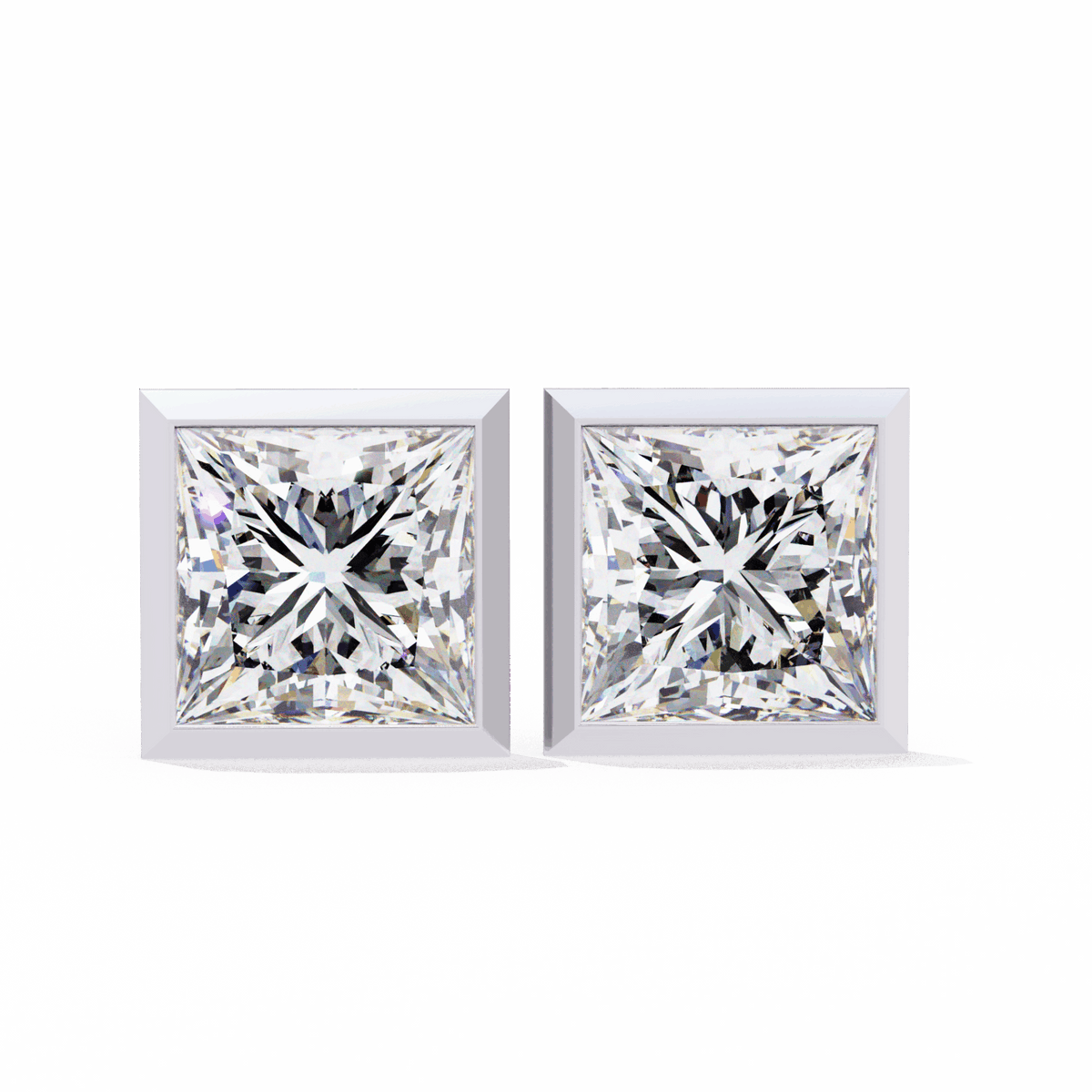 1.75 Carat Princess Solitaire Earrings in Moissanite | House of Estara