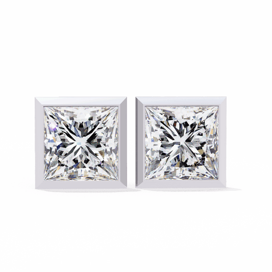 1.75 Carat Princess Solitaire Earrings in Moissanite | House of Estara