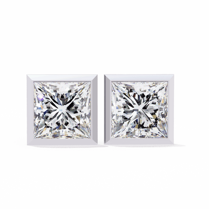 1.75 Carat Princess Solitaire Earrings in Moissanite | House of Estara