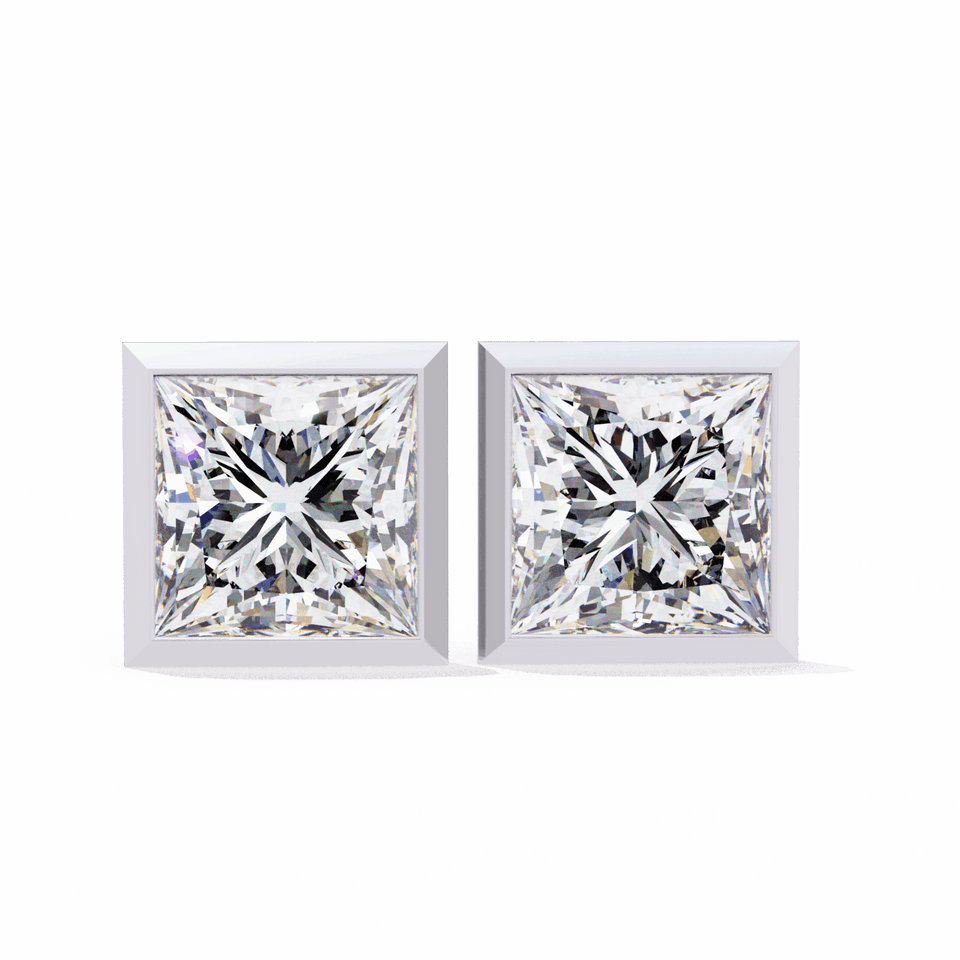 Princess Cut Solitaire Stud Earrings