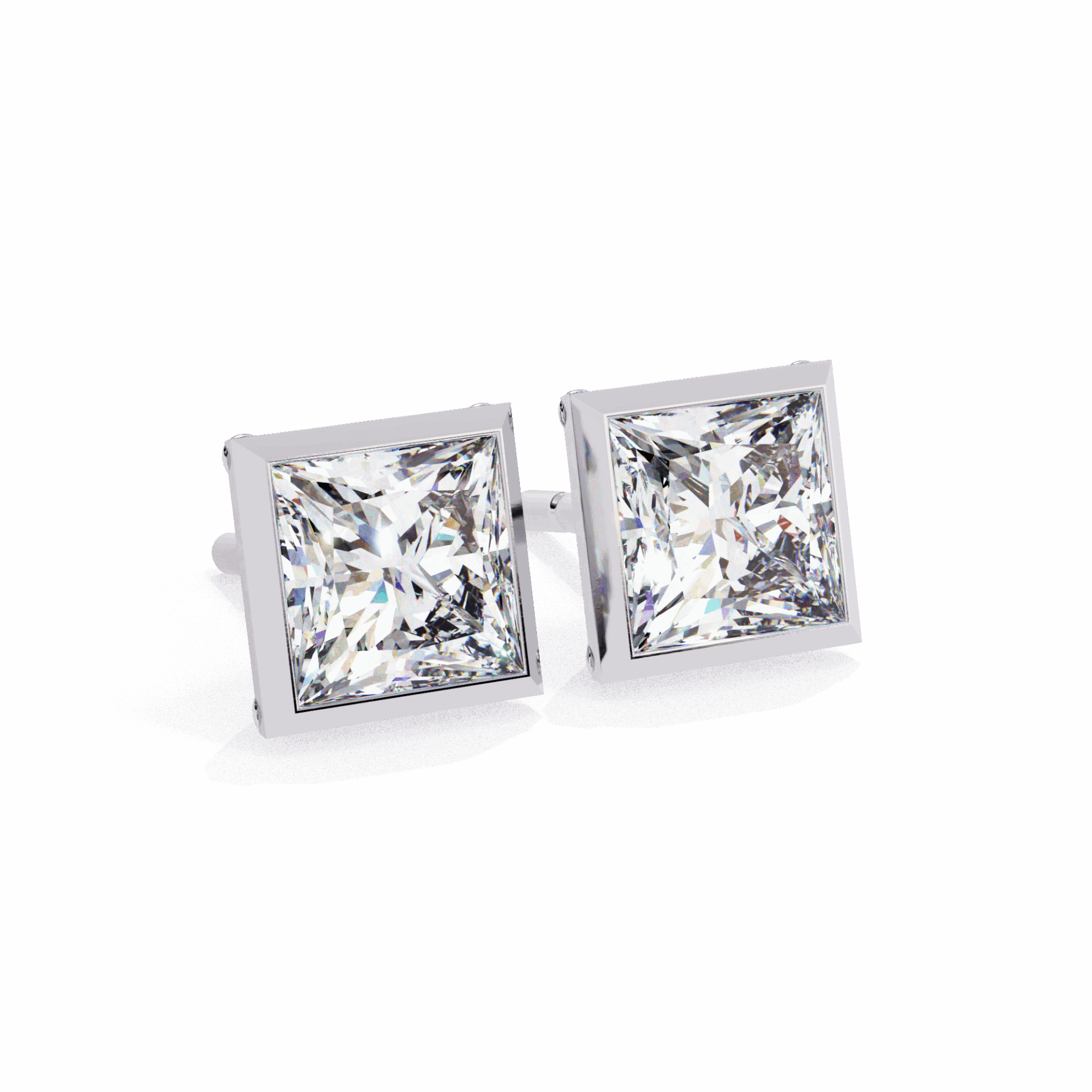 1.75 Carat Princess Solitaire Earrings in Moissanite | House of Estara